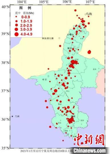 2021年寧夏及周邊地區(qū)共發(fā)生0級(jí)以上地震336次