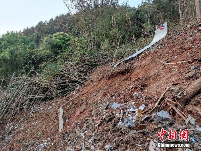 東航客機墜機現(xiàn)場。 通訊員 江懷鵬 武警廣西梧州支隊提供