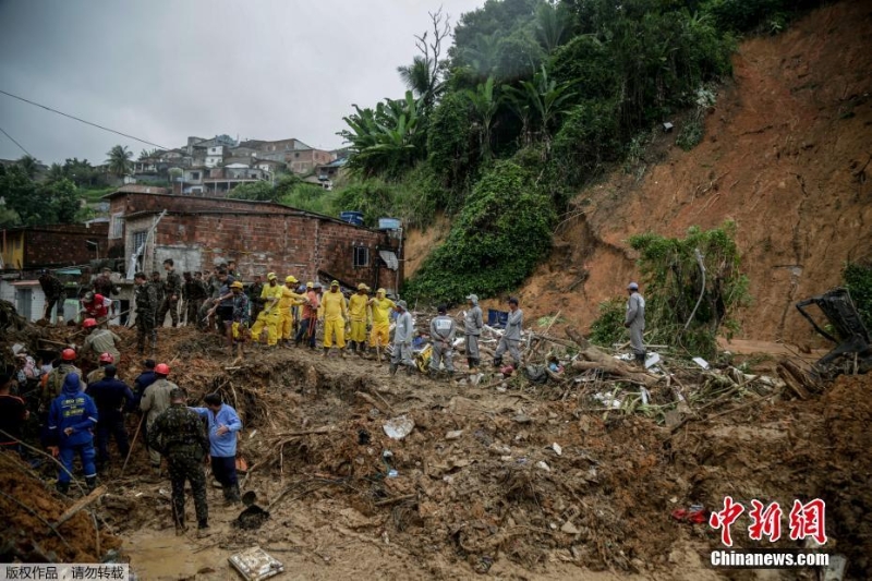 巴西東北部暴雨引發(fā)多地山體滑坡 死亡人數(shù)升至56人