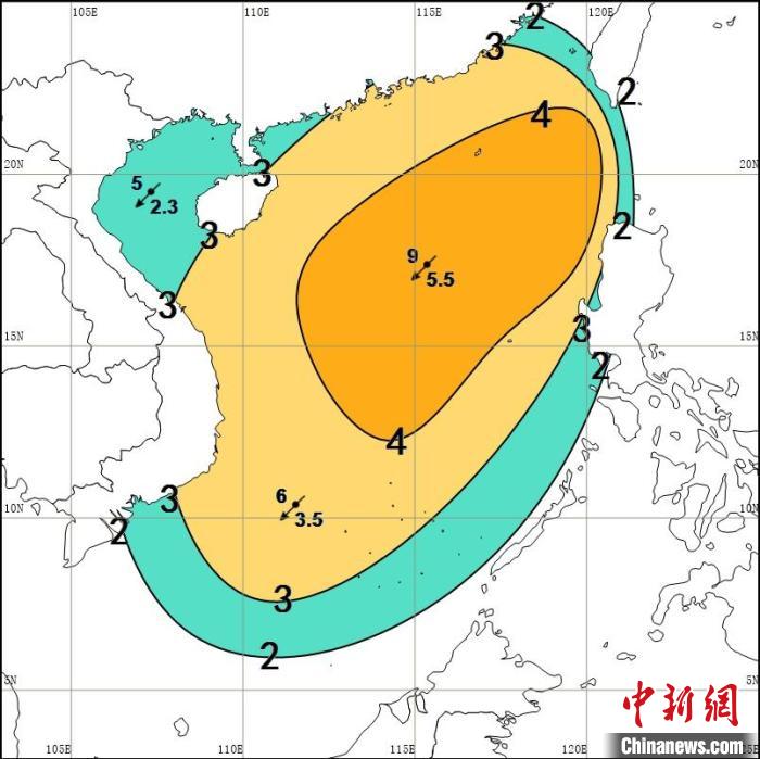 南海大部海域13日～14日有較強(qiáng)風(fēng)雨天氣