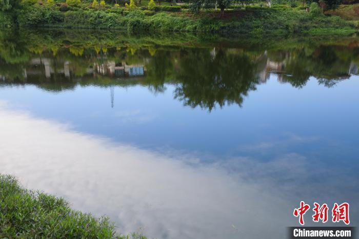 重慶兩江新區(qū)的肖家溝水庫是嘉陵江水系跳墩河的源頭，如今已打造成魚翔淺底的生態(tài)之湖。　梁欽卿 攝