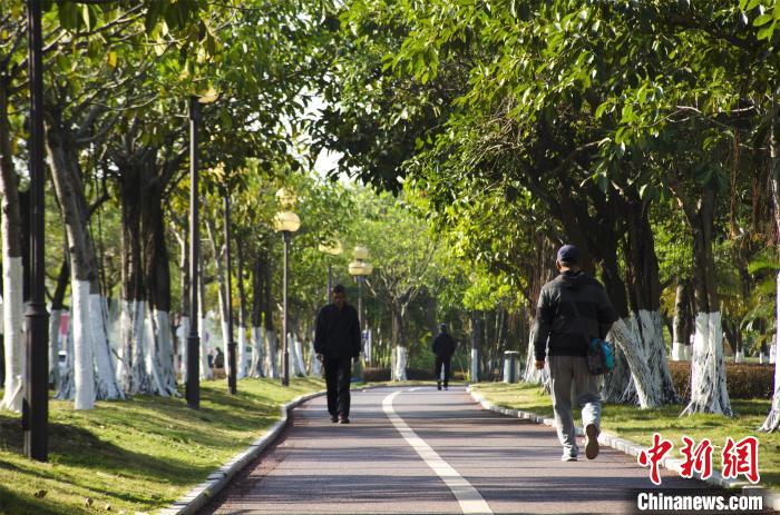 圖為市民、游客在海灣綠道散步。　翟李強(qiáng) 攝