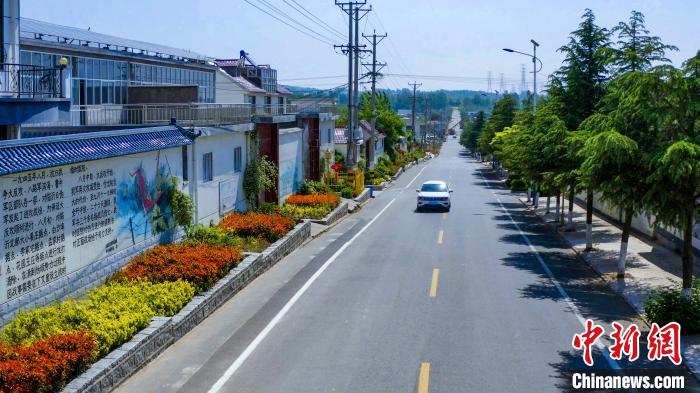 資料圖：圖為臨沂市蘭山區(qū)半程鎮(zhèn)美麗的戶戶通道路。(無人機(jī)照片) 孫磊 攝