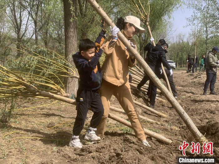 圖為參加植樹活動的在京臺胞?！畛坛?攝