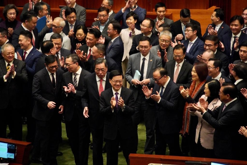 2024年3月19日，香港特區(qū)立法會全票通過《維護國家安全條例》。（圖源：新華社）